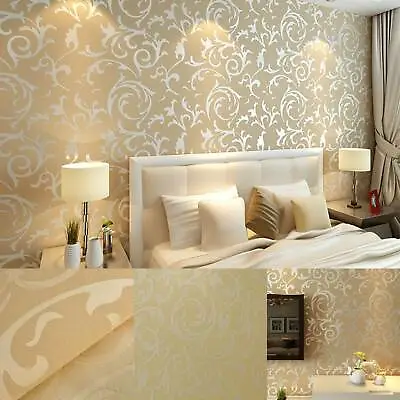 £9.79 • Buy 3D Luxury Gold Damask Embossed Feature Wallpaper Rolls  TV Background Décor