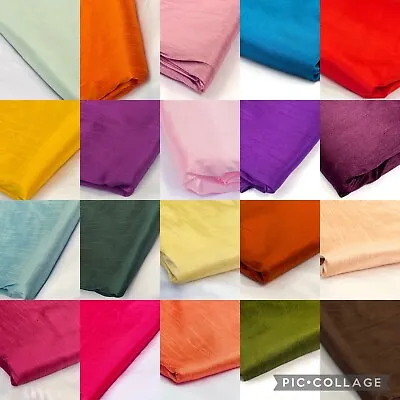 £5.99 • Buy Plain Faux Dupion Raw Silk Fabric Bridal Dress Craft Sewing Material 44'' Wide