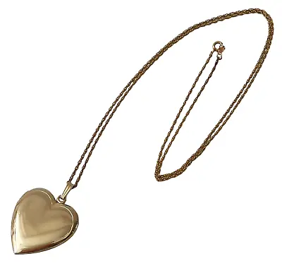 Vintage 1/20 12K Gold Filled Heart Locket Pendant And 1/20 14K GF Chain Necklace • $29.99