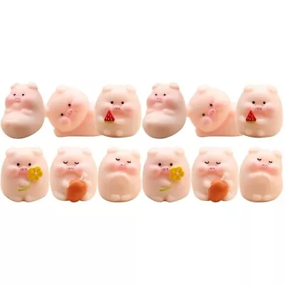  12 Pcs Micro Landscape Pig Resin Lovely Figurine Desktop Ornament • £11.68