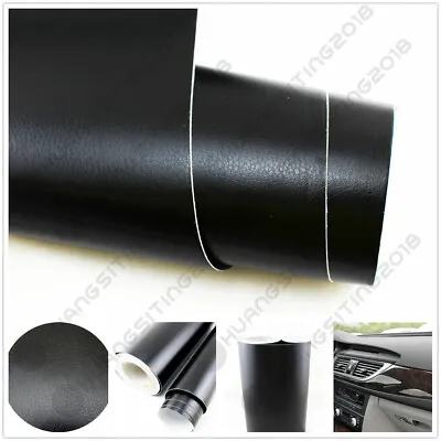 18 X 60  Black Car Interior 3D Imitation Leather Texture Dashboard Vinyl Sticker • $22.41