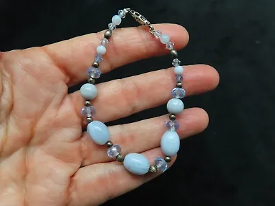 Vintage Art Deco 1920's Art Glass Baby Blue Bead Bracelet • $13.49