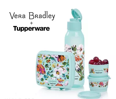 New Tupperware Vera Bradley Sea Air Floral Blue  4 Piece Lunch Set • $31.30