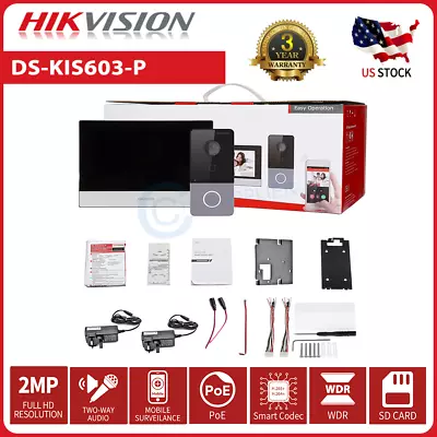 Hikvision Kit DS-KIS603-P (DS-KV6113-WPE1(B) + DS-KH6320-WTE1 7-inch Moniter) • $227.05