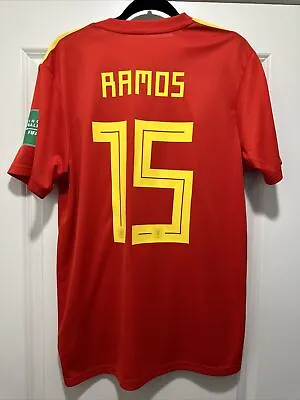 $129 • Buy Sergio Ramos #15 Mens LARGE España Spain Home Russia 2018 Jersey
