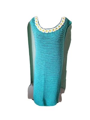 £12 • Buy Hand Crochet Daisy Detail Green Dress