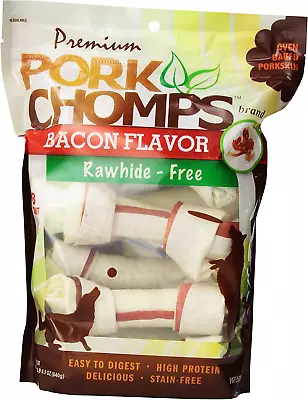 Baked Pork Skin Dog Chews 6-Inch Knots Bacon Flavor Strip 8 Count • $27.02