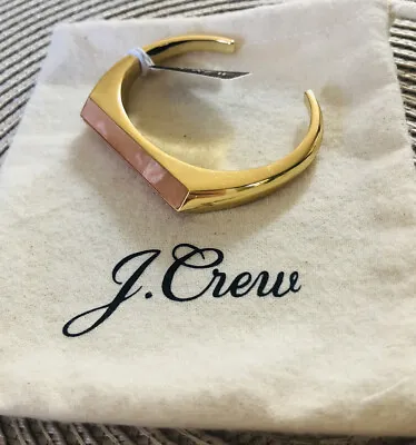 J Crew Triangle Prism Cuff Blush Pink Stone Art Deco Size S/M Bracelet Gold NWT! • $20.39