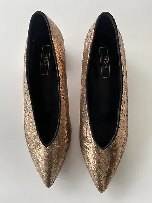 £10 • Buy M&S Bronze Sparkly Shoes