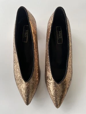 £10 • Buy M&S Bronze Sparkly Shoes