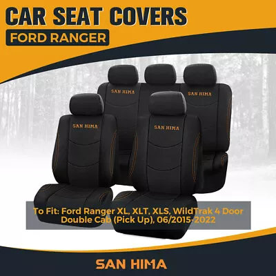 San Hima Car Seat Covers For Ford Ranger Full Set Double Cab Black 2015-2022 • $89.95