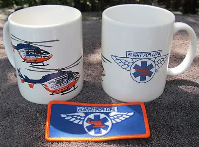 Flight For Life 2 Coffee Mug LOT Patch Medical Medevac Paramedic Pilot EMT Medic • $49.99