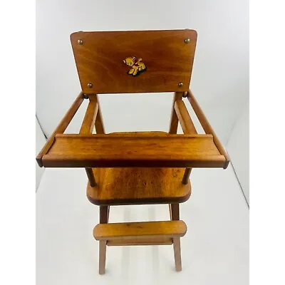 VTG Wood Toy Doll High Chair 26” W/ Pullover Food Tray Toy Furniture Toy Chair • $47.99