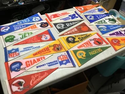 Vintage 1970s NFL Football Mini Pennants Banners 9 X4  Lot Of 24 • $39.99