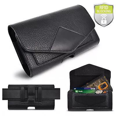 Universal Leather Belt Clip Pouch Wallet Carrying Case Cover For IPhone Samsung • $8.99