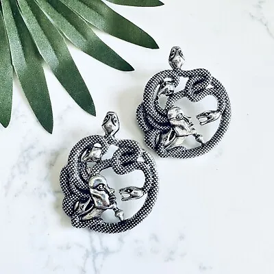 Silver Medusa Snake Head Woman Goddess Greek Mythology Earrings Serpent NEW • $18.95