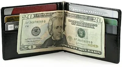 EEL SKIN Leather Men's Spring Type Money Clip Bifold Slim Thin Wallet Holder New • $23.95