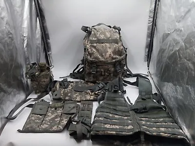 MOLLE Core Rifleman ACU FLC Vest + Waist Bag+ Canteen+ Canteen  Pouch ACU999 • $61.43