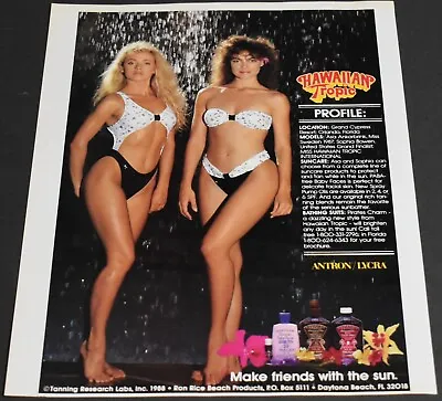 1988 Print Ad Sexy Hawaiian Tropic Miss Sweden Asa Ankarbrink Sophia Bowen Art • $10.98