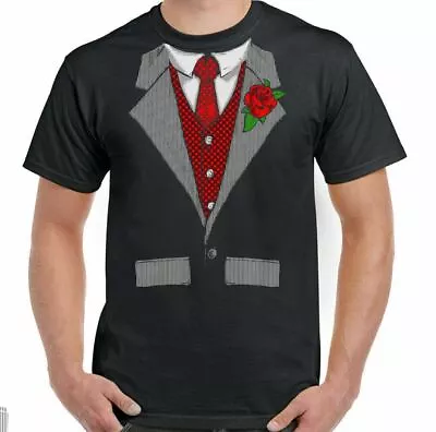 £10.99 • Buy Tuxedo T-Shirt Fancy Dress Outfit Costume Suit Stag Doo Mens Funny Shirt & Tie 