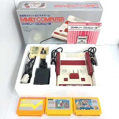 Nintendo Famicom Boxed Japanese Original Console W/ 3 Games Super Mario HVC-001 • $129.99