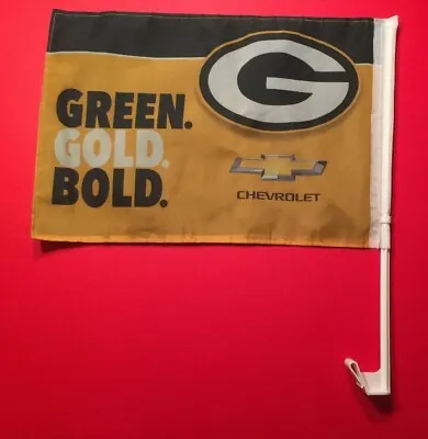 GREEN BAY PACKERS CHEVROLET Car Flag NFL Football SGA Lambeau Field Vtg CHEVY • $12.99