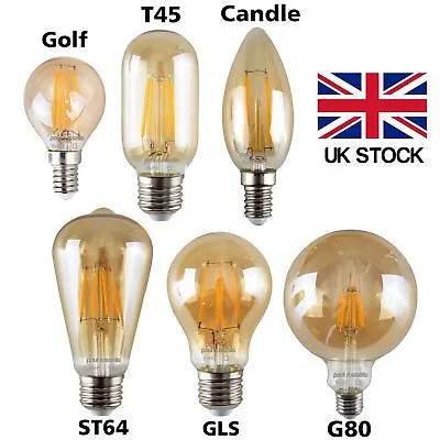 £7.49 • Buy E14 B22 E27 Vintage Amber Antique Retro Style Filament Light Bulbs Edison Lamp