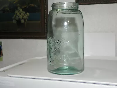 Vintage Blue/Green Ball Mason CANNING JAR Quart Triple 3-L Jar Roman Numeral III • $9.99