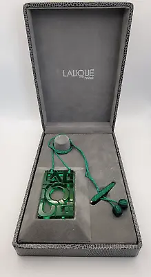 Authentic LALIQUE Green Art Deco Style Letter Pendant Necklace • £125.35