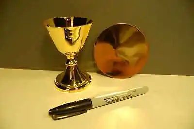 + Nice Tiny Travel Chalice & Paten Set + Gold Plated + For Traveling Mass Kit + • $152