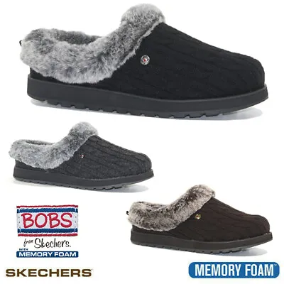 £29.95 • Buy Ladies Skechers Memory Foam Slippers Cushioned Cozy Fur Mules Shoes Clogs Size