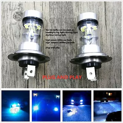 New 2PC Super Bright Premium H7 8000K ICE BLUE 55W LED Fog Light Bulbs Kit • $15.99