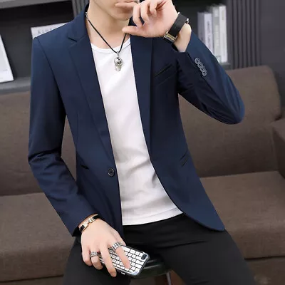 New Men's Spring Casual Slim Fit Blazer Suit Short Korean Business Jackets Size • $56.57