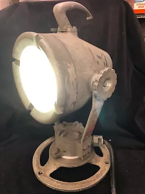 Vtg Pylet Spotlight Marine Ship Boat Light Nautical Searchlight Bracket Base Art • $250.55