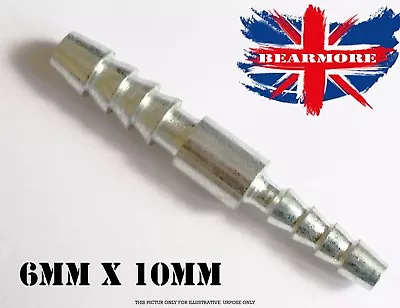 6mm To 10mm Connector Reducer  Barbed Joiner Hose Pipe Union Water Air Fuel Gas • £5.79