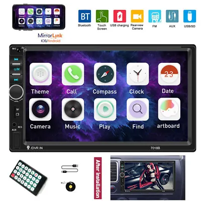 Double 2DIN 7  Car MP5 Player Bluetooth Touch Screen FM/USB/AUX Stereo Radio • $28.99