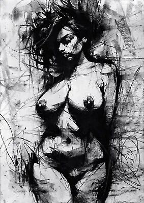 Nude Female ORIGINAL DRAWING Charcoal Modern Art Natural Femme Women Vin Dantes • £0.01