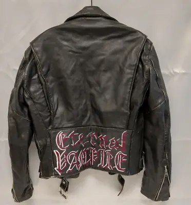 Vintage Jacket Small Leather Motorcycle Distressed Goth/ Emo Eternal Vampire • $99.99