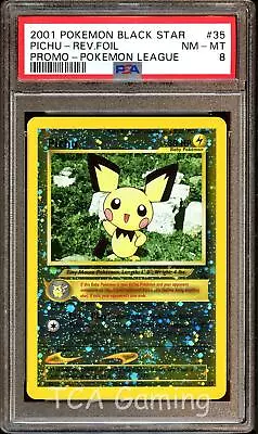 PSA 8 NM-MINT Pichu # 35 WOTC Black Star Promo REVERSE HOLO Pokemon Card • $39.99