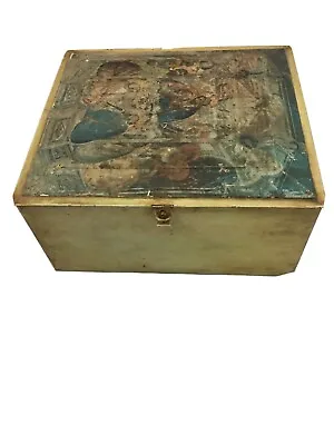 Vintage Tin Document Storage Box With Hinged Lid - Antique Metal  • $39.99