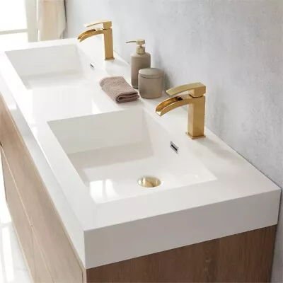 Huesca 60  Double Sink Bathroom Vanity Natural Oak Wood White Top No Mirror • $1343.78