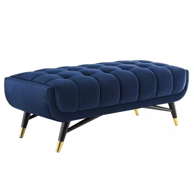 Modway Adept 47.5  Mid Century Performance Velvet Tufted Bench In Midnight Blue • $164.99