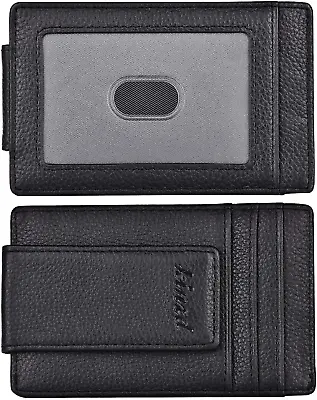 Kinzd Money Clip Front Pocket Wallet Leather RFID Best Lichi Leather Black • $23.99