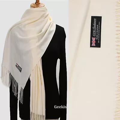 Womens Mens Soft Oversized Blanket 100% Cashmere Wool Shawl Wrap Scarf Scotland • $11.99