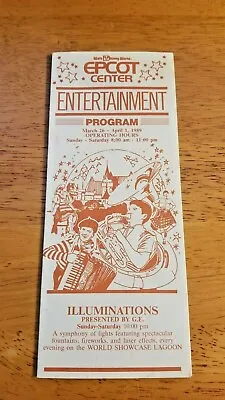 1989 Walt Disney World Epcot Center Entertainment Program March 26-Apr 1 • $18