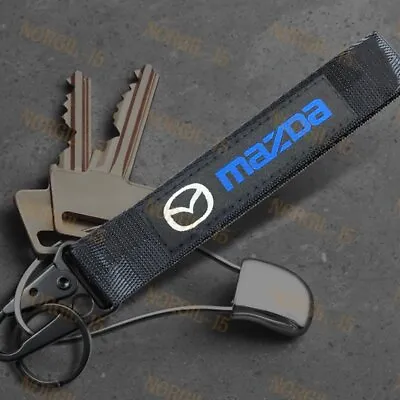 For MAZDA Black Racing Keychain Metal Backpack Key Ring Hook Strap Lanyard Nylon • $6.38