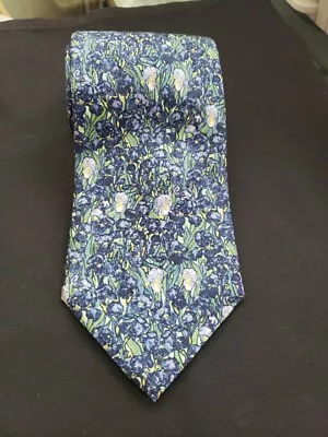 Vintage Reunion Des Musees   Silk Tie 52  Made In France Blue Color Preowned  • $9.99