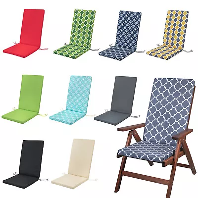 WATERPROOF High Back Chair Cushion SEAT PAD Removable Cover Patio Garden OUTDOOR • £31.99