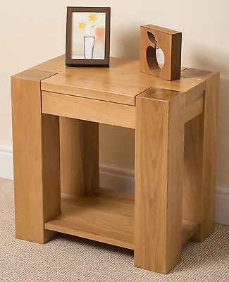 Kuba Solid Oak Lamp Table | Natural Oak Wood Occasional Table • £299