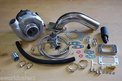 T3/T4-Turbocharger-Kit-T3-T4-Turbo-pipe-BOV-Braided-Stainless-Feed-Drain-NEW • $374